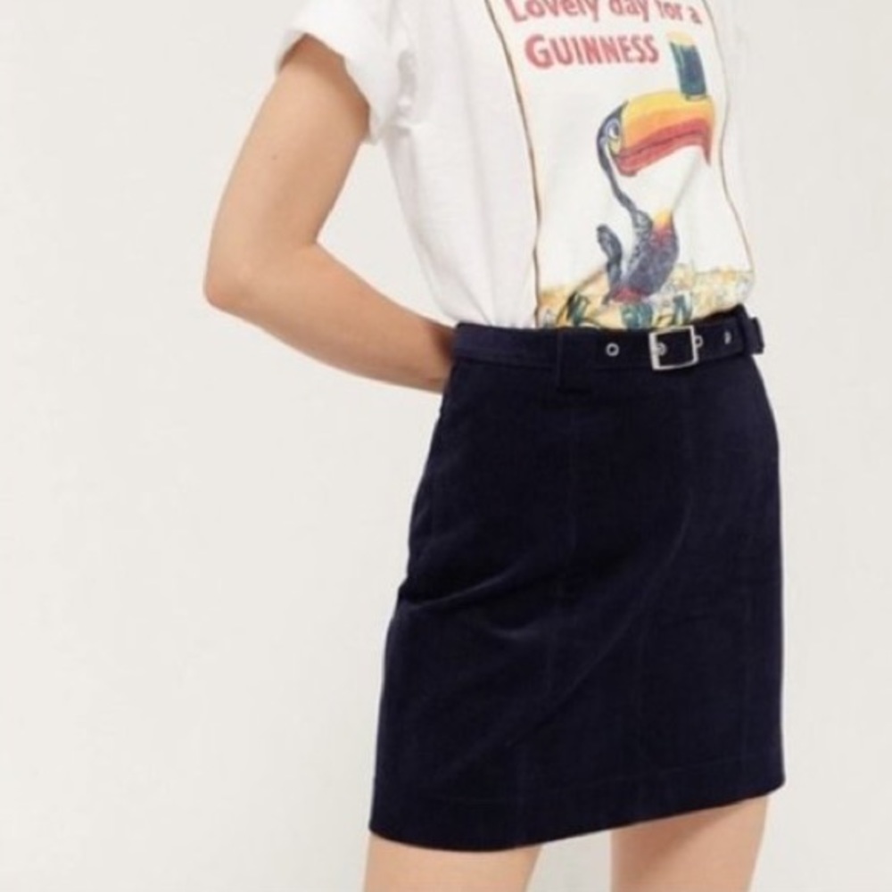 Urban Outfitters | NWT Franny high waist corduroy mini skirt in navy blue sz XS